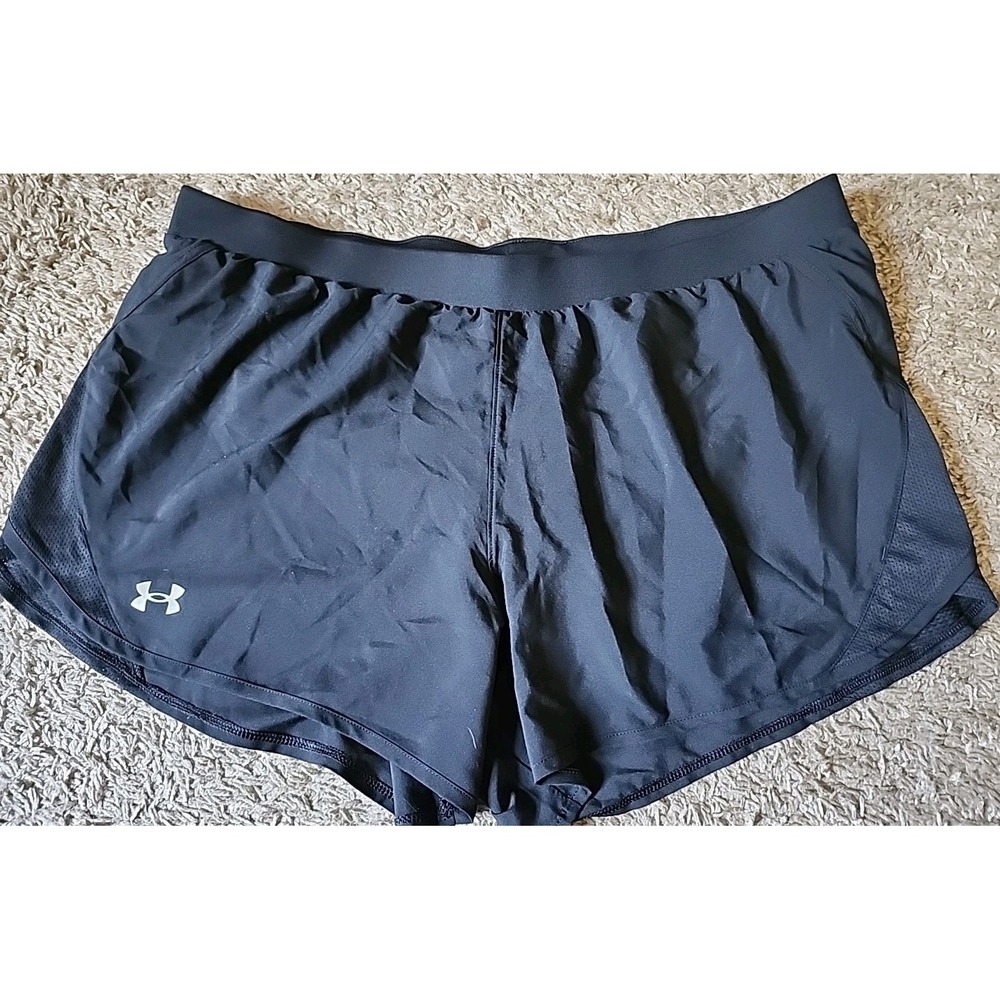 Under Armour Running Shorts Women 2X Black Loose Fit HeatGear Drawstring Li Ed